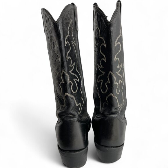 Old West Black Leather Western Cowboy Biker Boots Men's 11 D - Picture 8 of 13